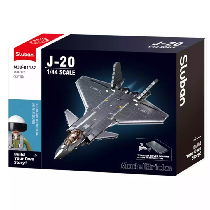 MB J20 STEALTH AIRCRAFT METAL COATING SCALE 1:44 1007 PCS
