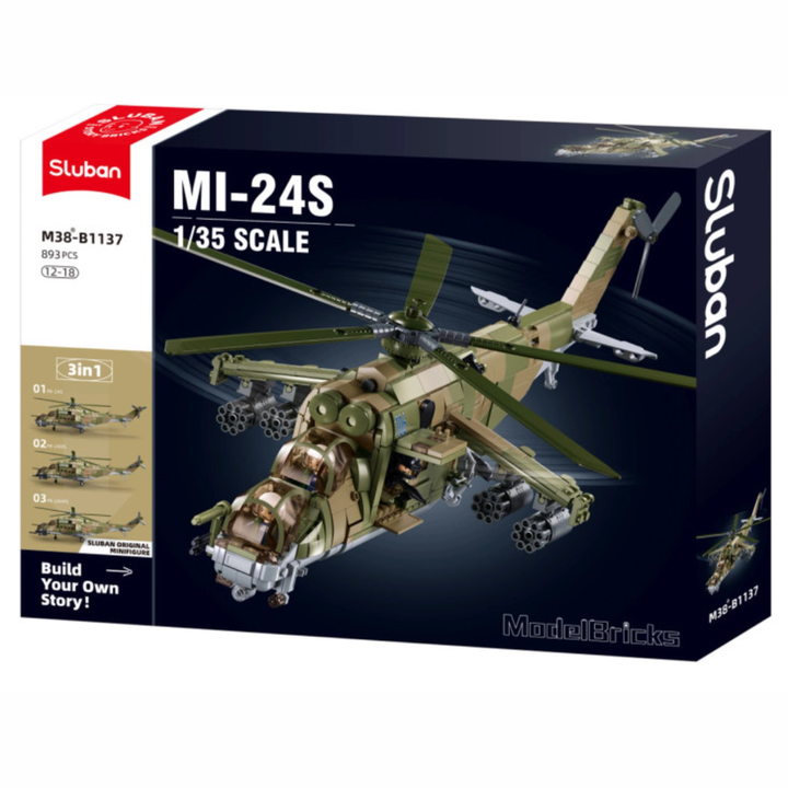 MB MI-24S HELICOPTER GUNSHIP 3 IN 1 SCALE 1:35 893 PCS