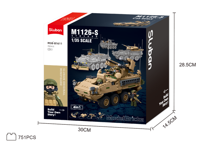 MB M1126 STRYKER IFV(1 KIT-3 BUILDS) SCALE 1:35 751 PCS