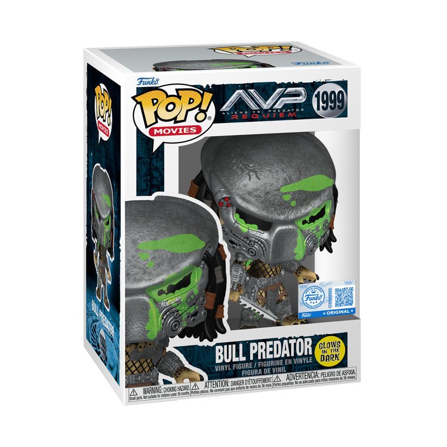 Alien Vs Predator: Requiem – Bull Predator (Battle Damaged) US Exclusive Glow Pop! Vinyl