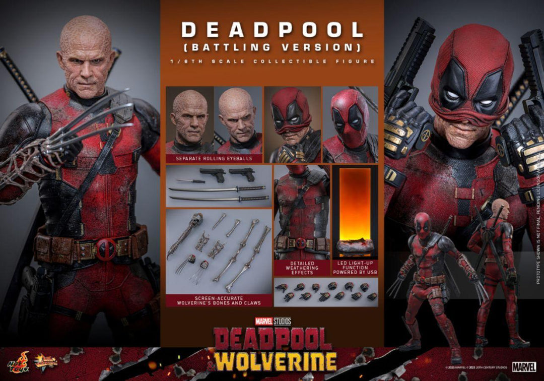 Deadpool &amp; Wolverine – Deadpool (Battling Version) 1:6 Scale Collectible Action Figure