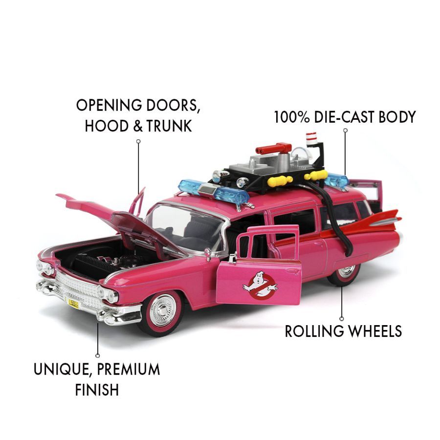 Pink Slips – Ghostbusters Ecto-1 (Pink) 1:24 Scale Diecast Vehicle