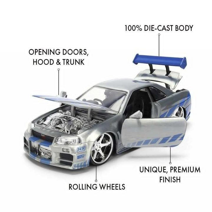 Fast &amp; Furious – Brian’s 2002 Nissan Skyline GT-R (BNR34) 1:24 Scale Diecast Vehicle